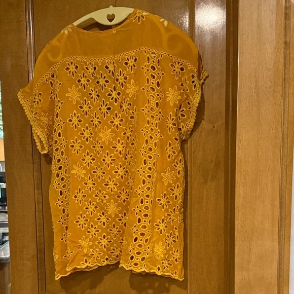 Johnny Was Mustard Embroidered Blouse - Picture 3 of 3